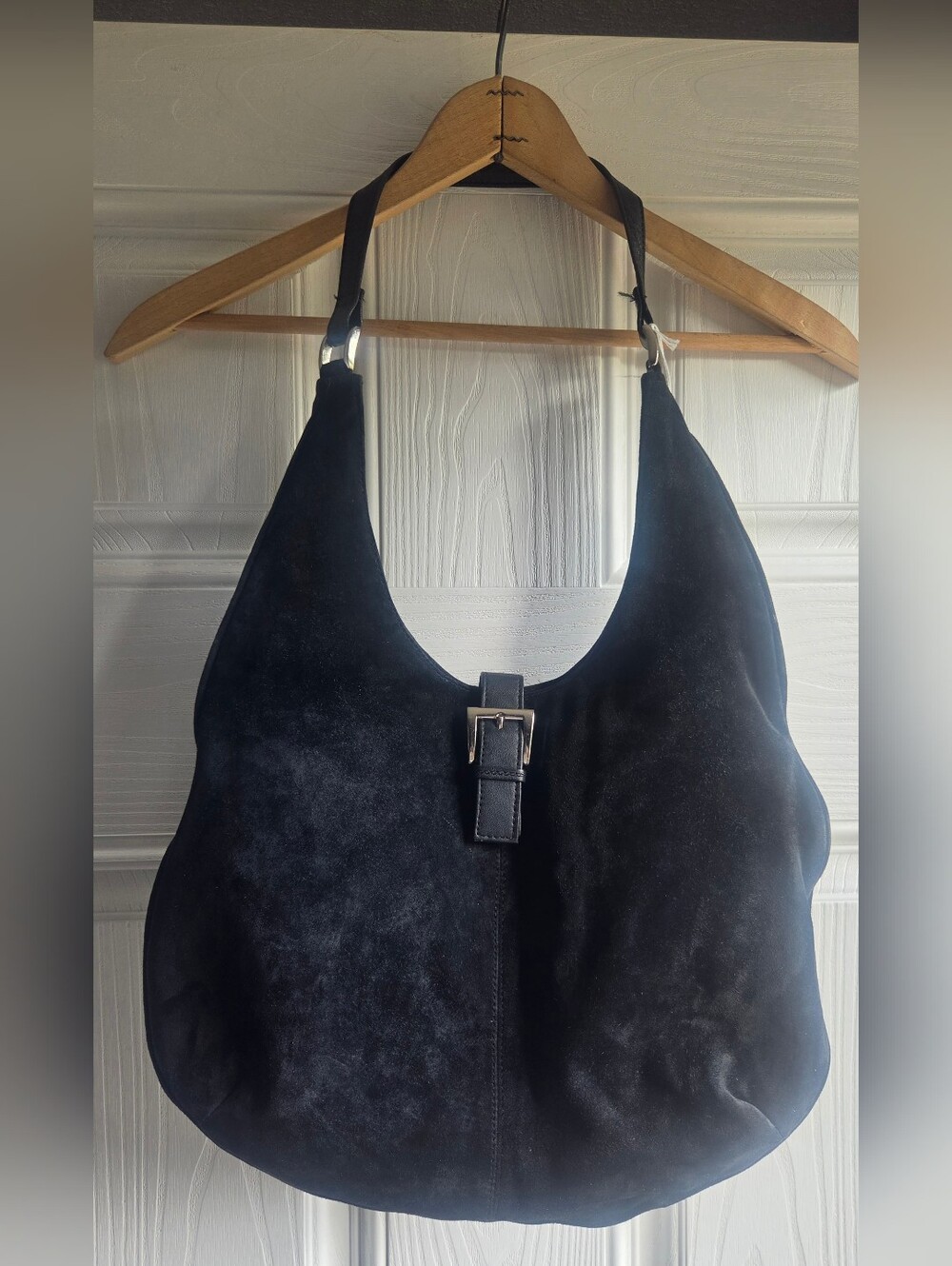 Unbranded Black Leather & Suede Hobo Style Shoulder Bag Chic